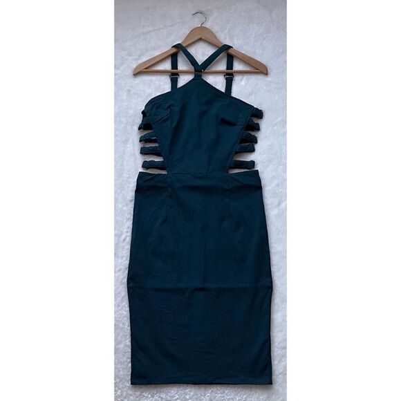 Tobi Caged Side Cutout Halter Bodycon Midi Dress, Size Medium - Picture 5 of 15